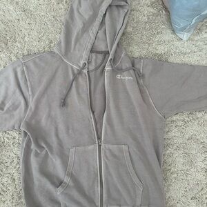 Champion Ash Gray Zip-Up Hoodie Oversized size Small